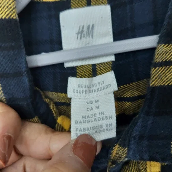 L.O.G.G X H&M Men Shirt M Plaid Flannel Button‎  Yellow Lumberjack Grunge Preppy - Picture 6 of 11